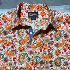 Daniel Cremieux Men's Paisley Floral Shirt - Orange and Red